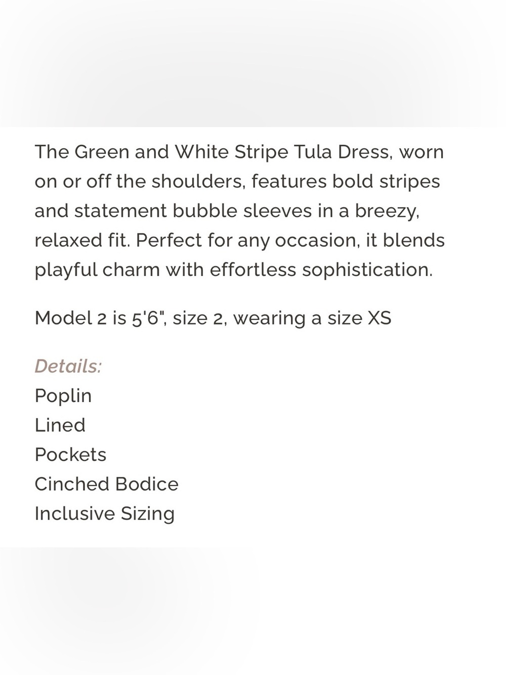 GREEN AND WHITE STRIPE TULA Square-Neck Maxi Dress - Smocked Bodice NWT - Picture 6 of 6